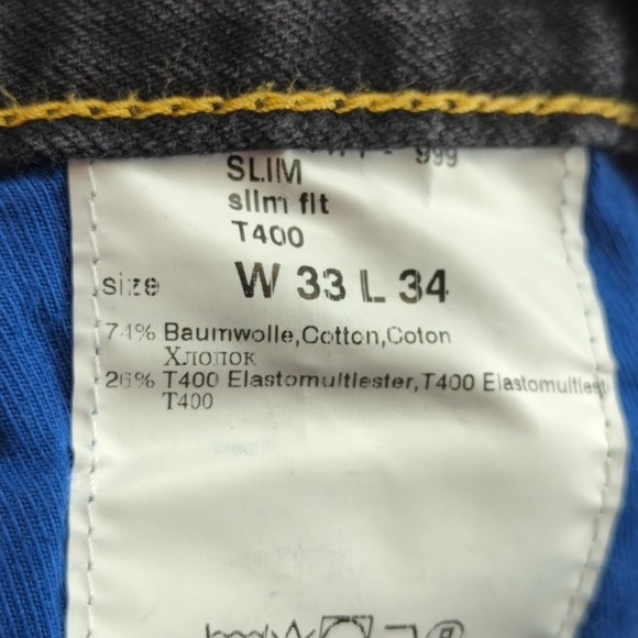 Alberto Jeans Mens 33 (Fits 32x31) Black Slim Fit T400 Denim Stretch Pants - Picture 7 of 16